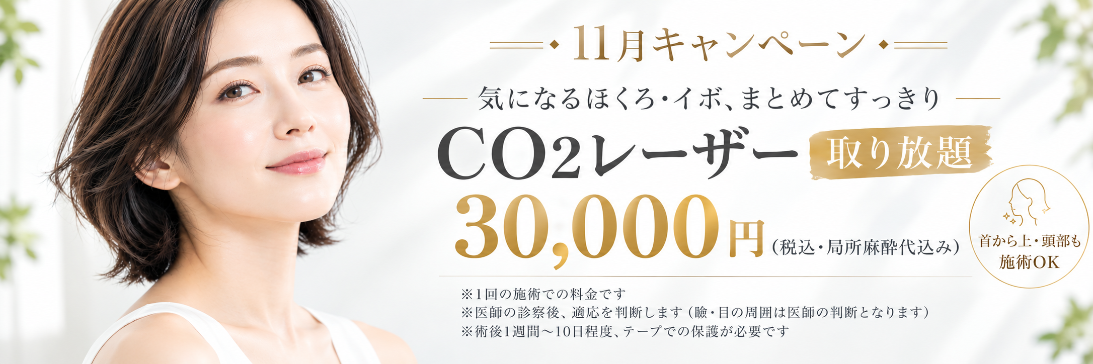 11月キャンペーン CO2レーザー取り放題 30,000円